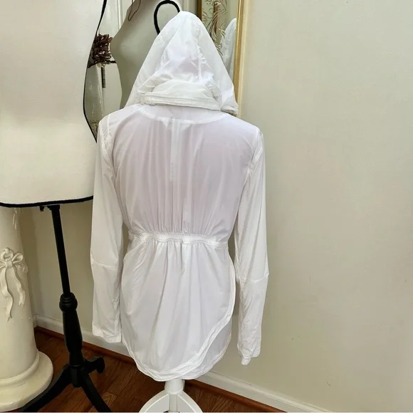 Lululemon 12 maybe Kicking Asphalt Jacket White Full Zip Thumbholes Hood - Picture 3 of 9